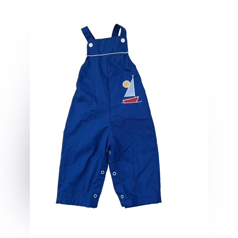 Vintage Health-Tex Size 24 Months Sailboard Embroidered Overalls